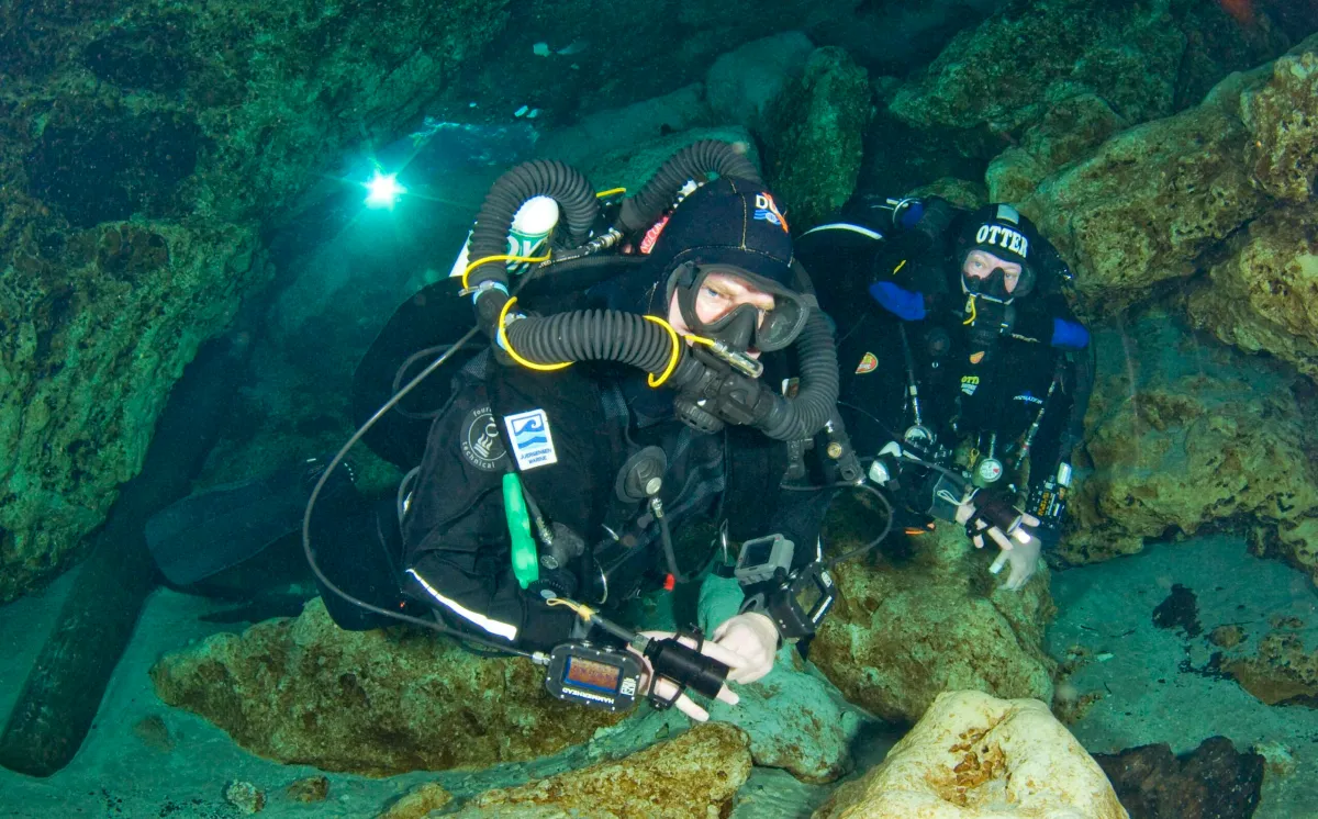 CCR rebreather diver during entry-level training