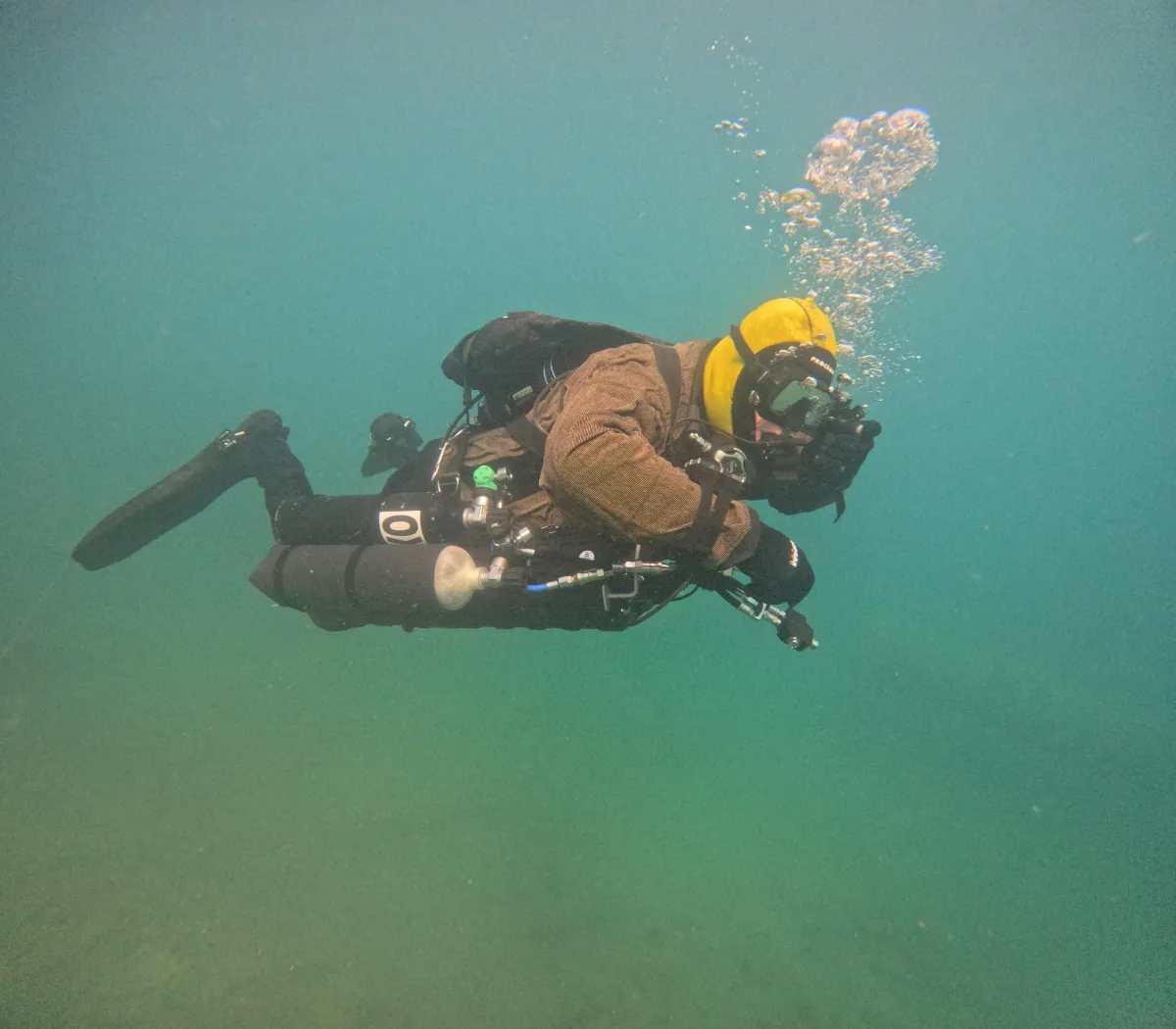 CCR rebreather diver during entry-level training